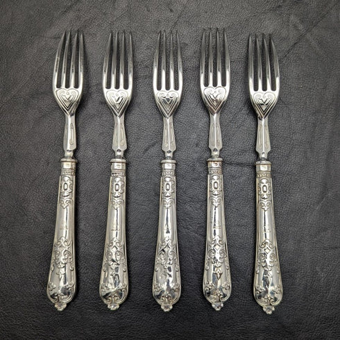 Around 1879 British Antique Sterling Silver Handle Cutlery Set in Wooden Box